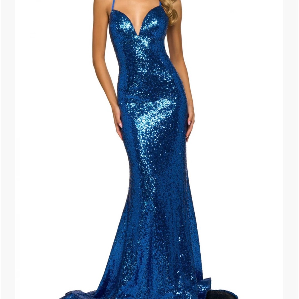 Sherri Hill Royal Blue Sweetheart High Low Gown